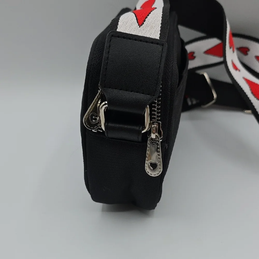 Brighton Black Crossbody Bag with Red Accents